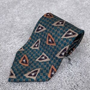 Gitman Brothers Neck Tie Blue Geometric Silk Made in USA Business Career